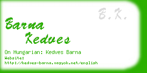 barna kedves business card